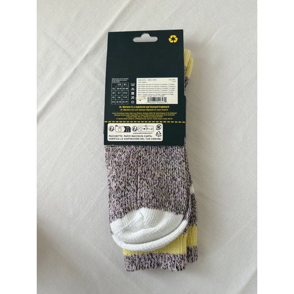 Dr Martens Socks‎ Medium Large Purple Yellow White Stripe Crew Socks New